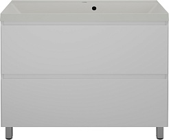 Style Line Тумба с кварцевой раковиной жасмин Манхэттен 100 Plus эмаль белая матовая – фотография-1